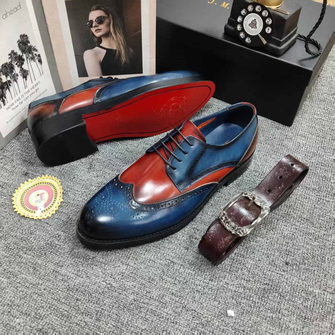 Sapato casual azul sola vermelha SCASV-026