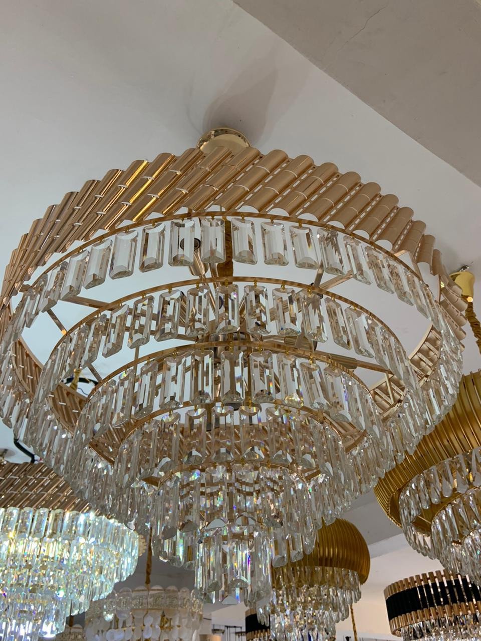 Candeeiro Para Sala Dourado vidrado CPSD-005