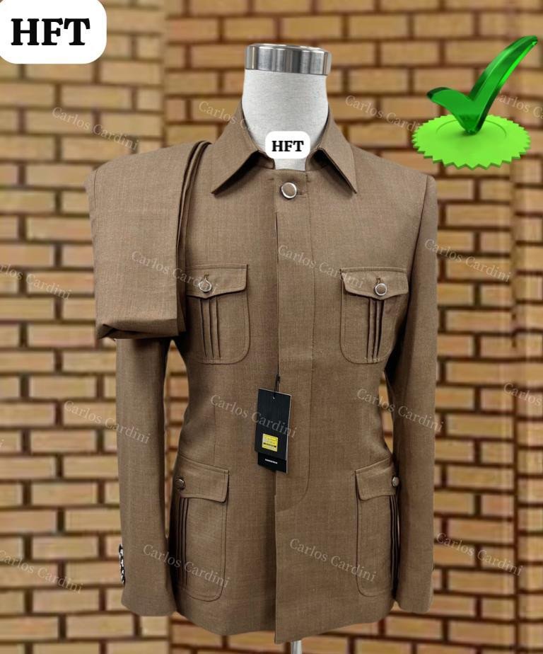 Fato social quatro bolsos castanho FSQBC-004