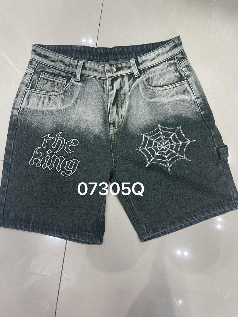 Calcão jeans cinza escuro escrita KING CJCEK-017